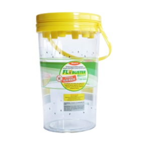 FlyBuster Garden | Sistema ecológico de control de moscas | Marca: FlyBuster | Balde de 2 litros, usar cebo de 50 g