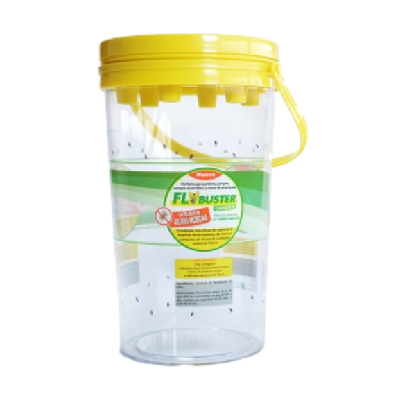 FlyBuster Garden | Sistema ecológico de control de moscas | Marca: FlyBuster | Balde de 2 litros, usar cebo de 50 g