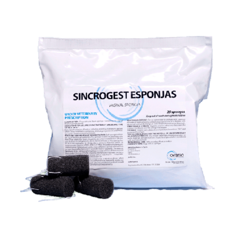 SINCROGEST Esponjas vaginales ovino/caprino | Esponjas vaginales para sincronización de celo en ovinos y caprinos | Marca: Ovejero | Bolsa con 25 esponjas