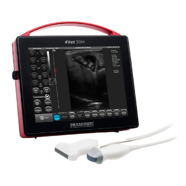 Ecógrafo portátil 4Vet Slim | Ecógrafo con transductores intercambiables, batería y opción de imagen Doppler | Marca: Draminski | Transductor(es) a elegir