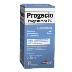 Progecio | Progesterona 7%, para la regulación del ciclo estral en vacas | Marca: Tecnopec | Frasco ampolla de 100 mL